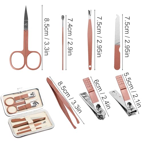 Manicure & Pedicure Kit 7-in-1 Nail Clipper Set for Travel - Beige 24 Pack, 4.4 Inch