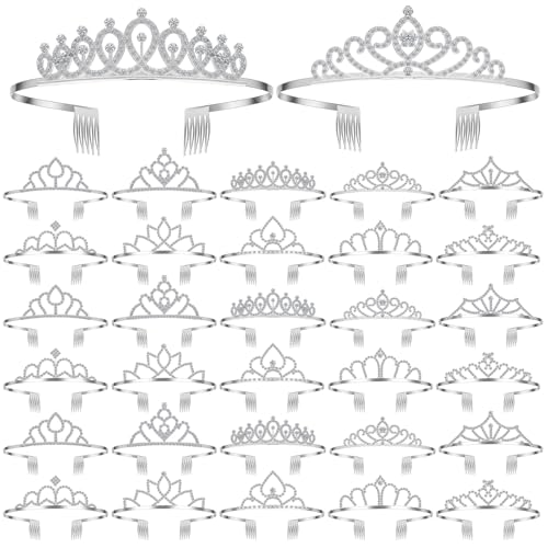 Silver Crystal Tiara for Women Bulk Rhinestone Queen Headband with Comb - Cute Style
