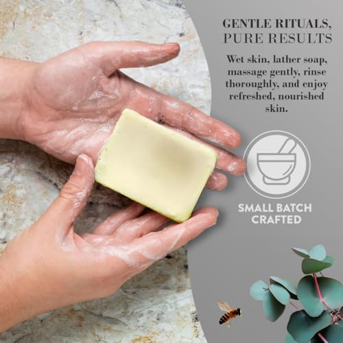 Eucalyptus Lemon Tallow Soap Bar - Grass Fed Beef Tallow for Sensitive Skin - 3 Pack