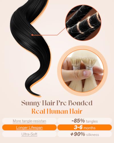 Sunny Hair I Tip Human Hair Extensions Blonde 14 Inch 50g - Platinum Blonde, Reusable, Heat-Friendly