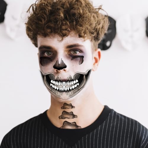 Classic Skull Temporary Face Tattoo Halloween Costume for Men and Women