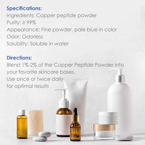 Copper Peptide Powder for DIY Skincare - 99% Pure Collagen Booster (1G)