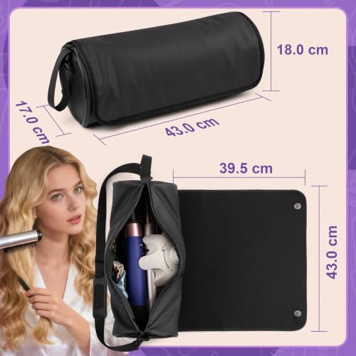 Travel Hair Tool Organizer Case with Heat Resistant Mat for Flat Irons & Curling Wands