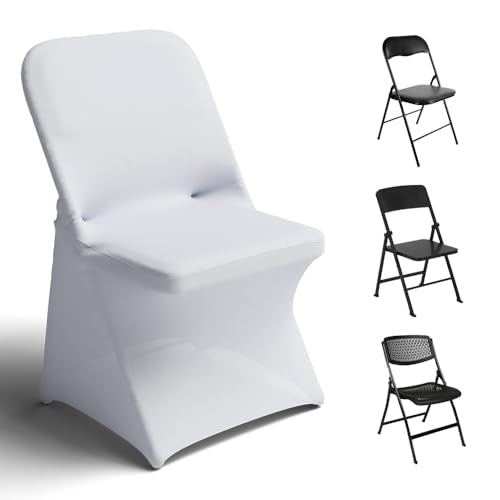 Trlyc White Spandex Chair Covers 50 Pcs - Wedding & Party Banquet Set (White-a)