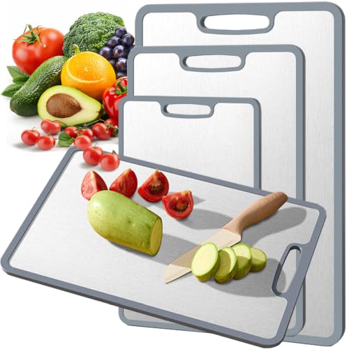 Titanium Cutting Board Set of 3 - Double-Sided Non-Slip Kitchen Chopping Boards - Small, Medium, Large