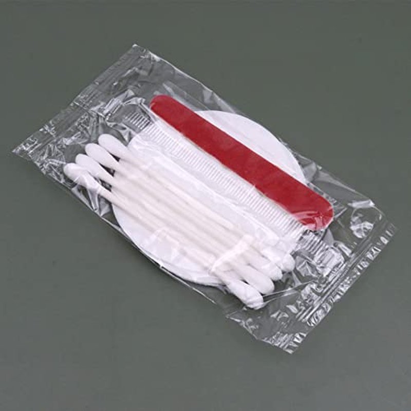 200 Pack Hotel Vanity Kit Individually Wrapped, Bulk Hotel Amenities Kit, Hotel Hospitality Set, Hygiene Products Include Cosmetic Cotton Pads, Cotton Swabs, Nail File (Paper Sticks)