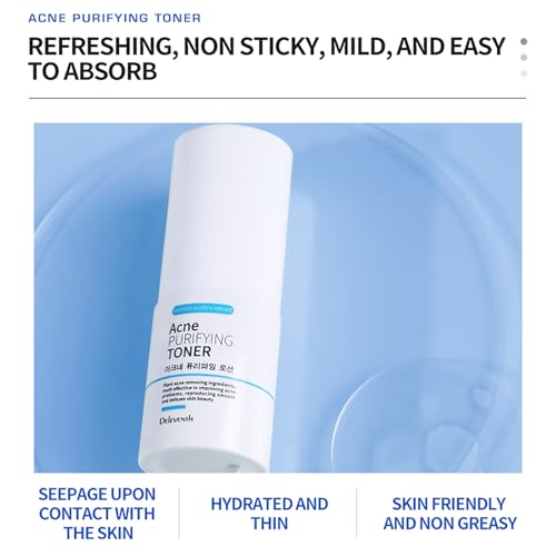 DEleventh Korean Brand Acne Purifying Toner 30ml / with Salicylic Acid and Botanical Extracts for Anti-Acne, Soothes, Unclogs Pores, Controls Oil and Maintain a Fresh, Blemish-Free Complexion