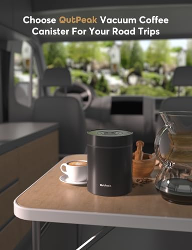 OUTPEAK 1.8L Vacuum Coffee Canister - Stainless Steel Space Grey, Auto Sealing