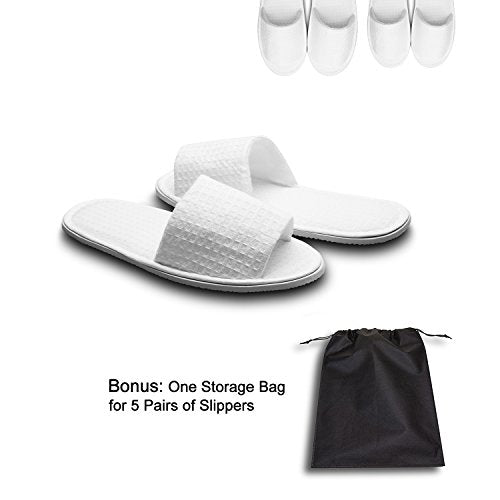 Large White Waffle Open Toe Slippers - 10 Pairs for Spa, Hotel, Travel, and Home - Washable Non-Slip Indoor Footwear Variation of THIS listing
