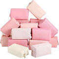 Kigeli 15 Pcs Aesthetic Makeup Bags PU Leather Cosmetic Pouches Waterproof Plain Toiletry Bags Makeup Pouches Bulk for Women Party Gift Travel Storage Organizer(Pink Series)