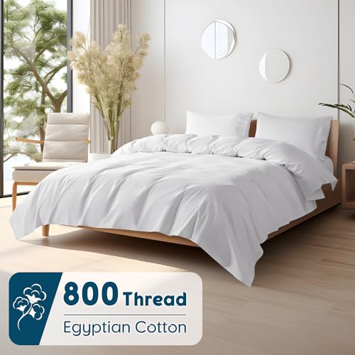 SONORO KATE 800 Series King Bed Sheets - White Egyptian Cotton Sateen