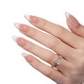 Opal Glow Press On Nails Kit - Medium Almond Cat Eye French Tip Nude Pink Shimmer, Reusable Salon Quality with UV Gel, 32 Pieces