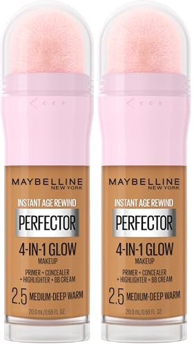 Maybelline Instant Age Rewind 4-in-1 Glow Makeup Medium/Deep Warm 0.68 Fl Oz Pack of 2