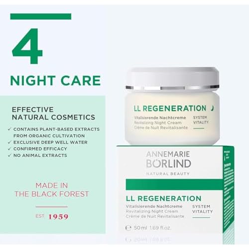 ANNEMARIE B?RLIND - LL REGENERATION Revitalizing Night Cream - Natural Anti Aging Vitamin C, E and Retinoid Face Cream for Visibly Firmer and Wrinkle Free Skin - Step 4 of 5-1.69 Oz.