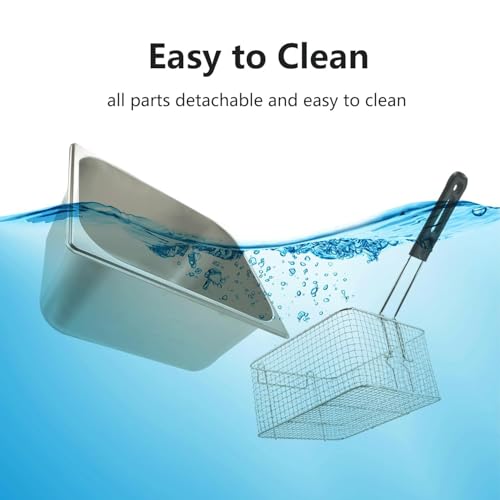 Electric Deep Fryer 10L/10.5QT Stainless Steel Commercial & Home Use with Basket, Thermometer & Temperature Control - Variation 81