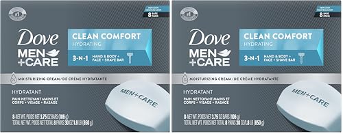 DOVE MEN+CARE Clean Comfort Body and Face Bar 3.75 oz Pack of 16 - Hydrating Men’s Soap