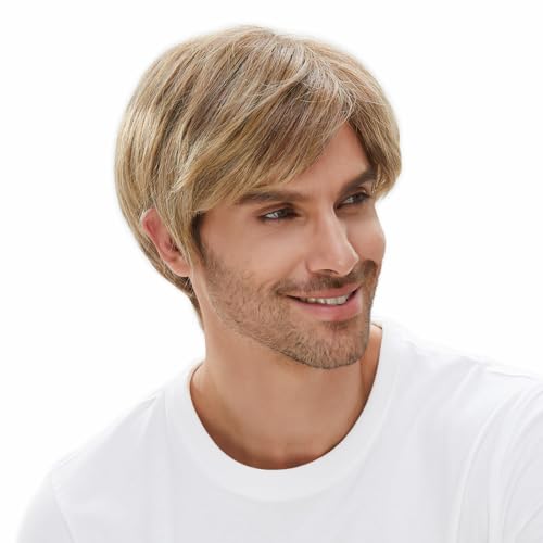 STfantasy Ombre Brown Men’s Wig 12in - Straight Layered Short Hair for Cosplay