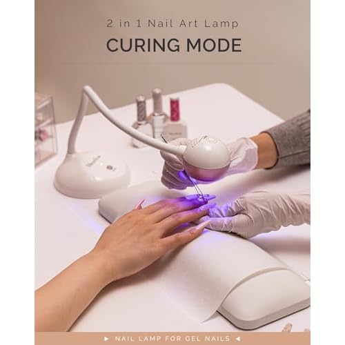 MelodySusie Gooseneck Cordless UV Nail Lamp with Adjustable Light Angle, S-Pro09M 2-in-1 Rechargeable Fast Curing Nail Dryer Cures All Gels, Especially Rhinestone Glue & Liner Gel Polish