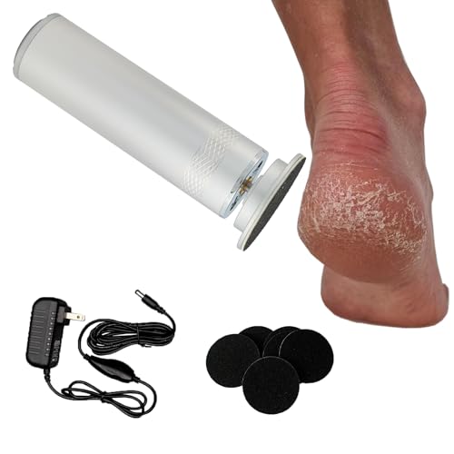High Power Electric Foot Callus Remover, 2025 Upgrade with 100-inch Extra-Long Cord and 60 Replaceable Sandpaper Discs, Electric Foot File for Cracked Heels and Dead Skin, Silver