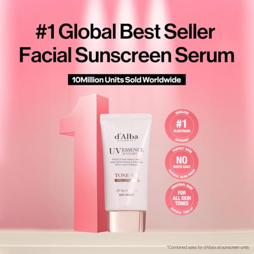 [2 ea] d'alba Piedmont Waterfull Tone-Up Sunscreen Serum BROAD SPECTRUM SPF 50 + Korean Sunscreen for Face, All Skin Tones (2 x 1.69 fl.oz.)