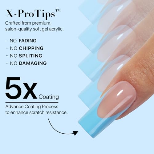 SXC Cosmetics X-Pro Tips French Tip Press On Nails - Bright Pastel Glow in the Dark Series (GLOW117-M Square)