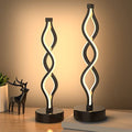 NUÜR Black Bedside Lamps Set of 2 Dimmable LED Nightstand Lamps for Bedroom & Living Room - Infinity Spiral Design