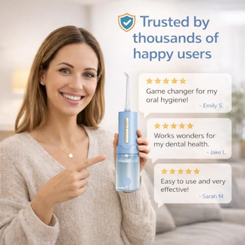 Cordless Water Flosser with 5 Pressure Modes & 4 Nozzles - Rechargeable Portable Dental Irrigator