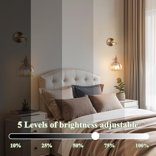 Tulip Amber Battery Operated Wall Sconce Set of 2 - Wireless Dimmable RGB Lamps with Remote
