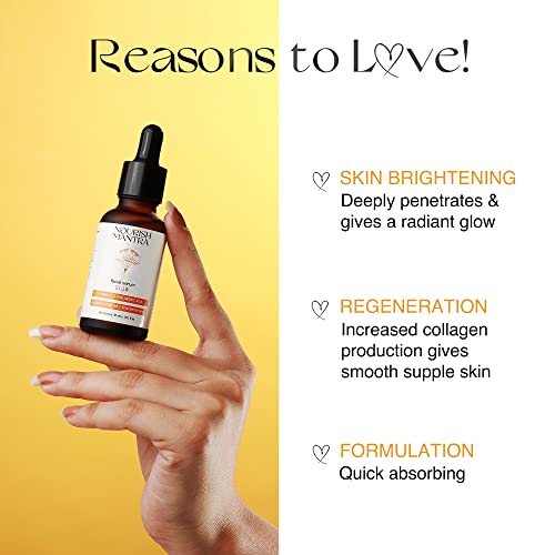 Nourish Mantra Vitamin C Serum ? Anti Aging Facial Serum with Vitamin C, Hyaluronic Acid, Niacinamide ? Glowing Serum ? Even Skin Tone, Improve Appearance of Dark Spots, Fine Lines & Wrinkles, 30 ml
