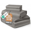 Lane Linen Queen Sheet Set Charcoal 100% Egyptian Cotton Sateen - Deep Pocket
