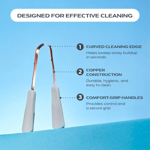 Copper Tongue Scraper 2 Pack - Adults & Kids Oral Hygiene Tool - Solid Copper - Variation of THIS listing 1 Count Pack of 2