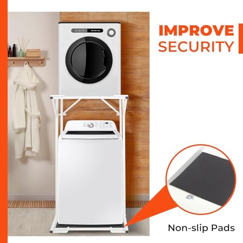 23-Inch Heavy Duty Washer Dryer Stand with Non-Slip Feet & Wall Anchor