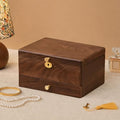 Vwixkuxx Lockable Black Walnut Jewelry Box – 3 Layer Full Locking Organizer for Women
