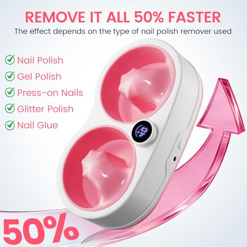 Pink Electric Nail Soaking Bowl with 10-Level Temperature Control & Dual Rotating Compartments