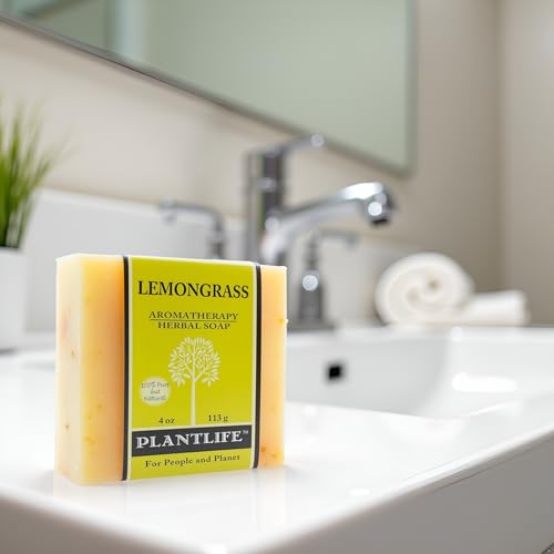 Plantlife Lemongrass 6-pack Bar Soap - Moisturizing and Soothing Soap for Your Skin - Hand Crafted Using Plant-Based Ingredients - Made in California 4oz Bar