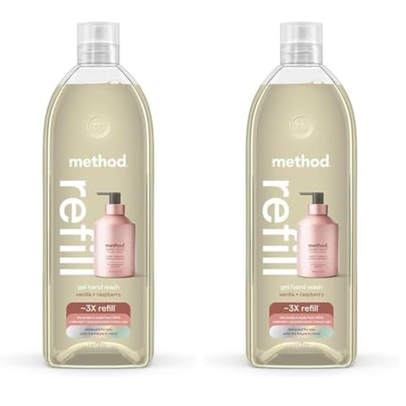Method Gel Hand Soap Refill, Vanilla + Raspberry, Biodegradable Formula, 34 Fl Oz (Pack of 2)