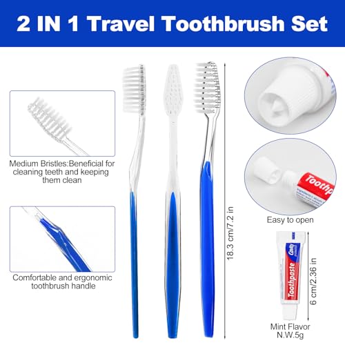 Disposable Toothbrush Pack with Mini Toothpaste - 20 Pieces, 5 Colors