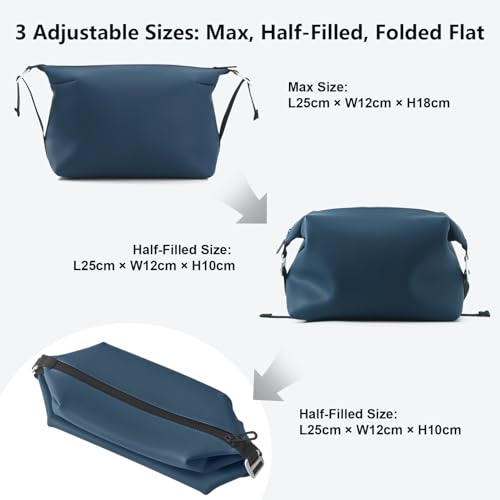 Silicone Travel Toiletry Bag 6L Waterproof Cosmetic Organizer Navy 13 Inch