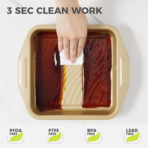 9-Piece Nonstick Bakeware Set - Antique Gold, Oven Safe, Heavy Gauge Steel