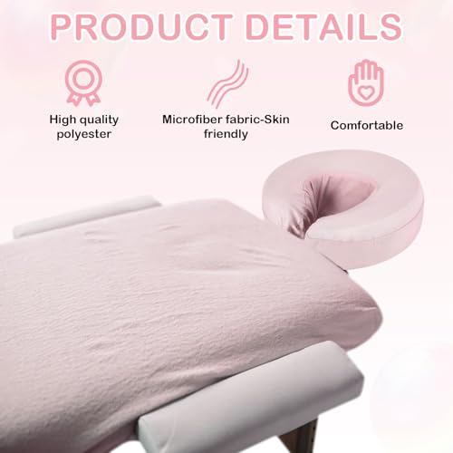 Macarrie 24 Pcs Pink Microfiber Massage Face Cradle Covers Reusable Spa & Beauty