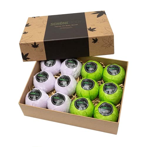 Hemp Bath Bombs Set for Muscle Relaxation & Skin Moisturizing - Large Vegan Spa Gift