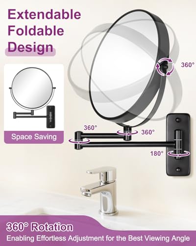 Wall Mounted Makeup Mirror 8 Inch with 30X Magnification & 360° Rotation