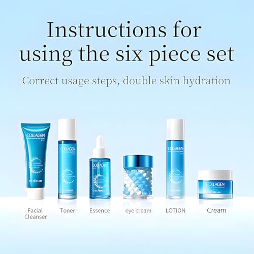 Hydrating Collagen Skin Care Set for Teens & Women - 6-Piece Face Care Kit