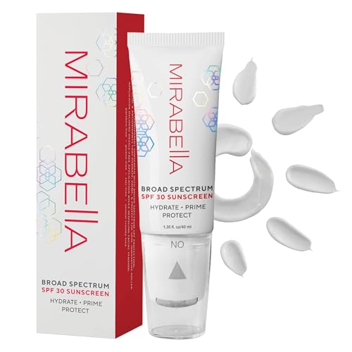 MIRABELLA - Hydrate Prime Protect Face Primer with SPF 30, Age-Defying SPF Moisturizer Sunscreen Roller, Skincare Essential with Hyaluronic Acid, 1.35 fl. oz Face Roller Applicator, All Skin Types
