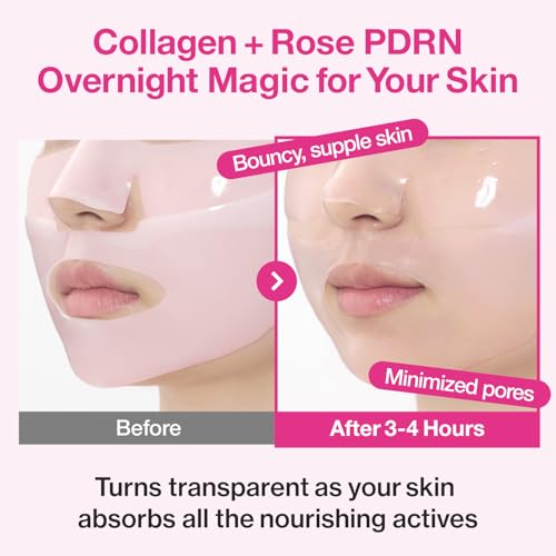 numbuzin No.2 Overnight Face Mask | Rose PDRN Overnight Collagen Mask | Korean Glass Skin Essential | Elasticity, Hydrating, Firming, Enlarged Pores | Collagen, Peptides, PDRN | 37g, 4ea
