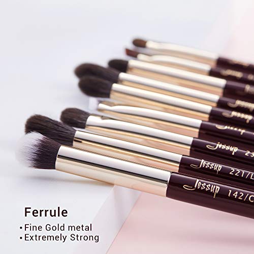 Jessup Professional Eye Makeup Brushes Set Natural-Synthetic 15pcs T284 with Foundation Brush SF001