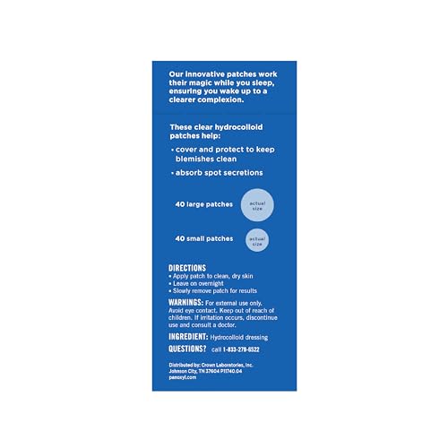 PanOxyl PM Overnight Acne Spot Patches - 80 Count Pack of 2 - Hydrocolloid Healing