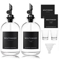 HomeFeel Black Glass Mouthwash Dispenser with Cups - 12.7 oz, 2 Pack