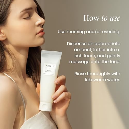 Beigic Aromatic Face Cleanser 4.39 oz - Gentle Vegan Foaming Wash with Hyaluronic Acid & Micellar Water - Sensitive Skin