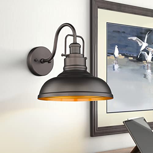 Gooseneck Wall Lights 2 Pack - Farmhouse Barn Light Fixtures Indoor Outdoor, Oil Rubbed Bronze, 11 Inch, 016-1B-2PK ORB